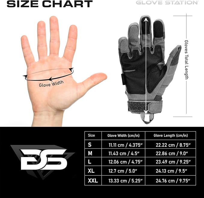 Glove Station Hard Knuckle Utility Gloves, Touchscreen, THKFF, Gray, Large | TPR Impact Shield, Touchscreen Compatible - Motorcycle, Outdoor & Utility Use