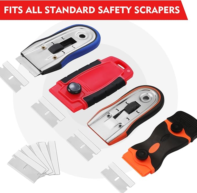 WORKPRO 200-Pack Single Edge Razor Blades, Carbon Steel Scraper Blades | Industrial Scraper Razor Blades, High Carbon Steel One Edge Razor Blades for Paint, Sticker & Label Removal