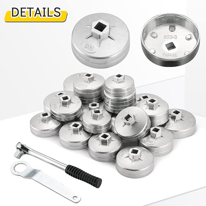 23PCS Oil Filter Removal Tool, Oil Filter Removal Cap Wrench Socket Tool Set 1/2" Automotive Removal Garage Tool