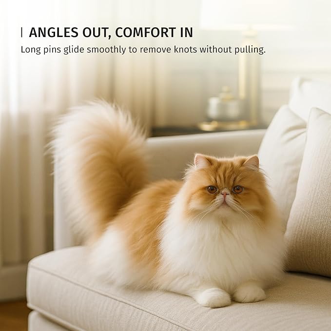 Since 1869 Hand Made In Germany - SHASH Oval Pet Brush With Long Metal Pins With Rubber Cushion - Helps Detangle Knots, Eliminate Frizz, Reduce Pulling & Snagging
