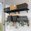 Jusgym 4-Pack 2x3ft Garage Shelving Wall Mounted, 2' x 3' Heavy Duty Garage Storage Shelves with Hooks, 1000LB Capacity