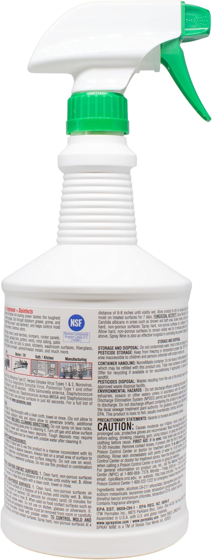 Spray Nine 26832 Heavy Duty Cleaner, Degreaser & Disinfectant for Kitchens, Bathrooms, Yard Equipment, Automotive & Industrial 32 Fl Oz. (Pack of 1)