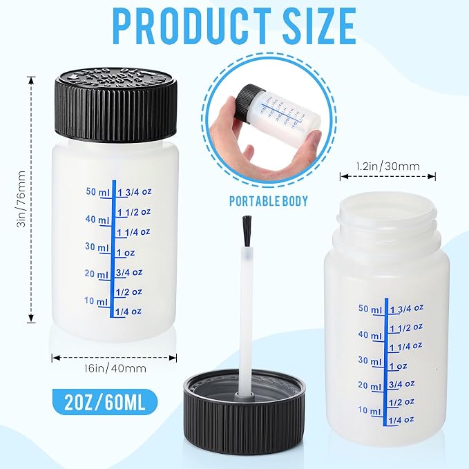 Mumufy 180 Pcs Touch up Paint Bottles with Brush and Lid Empty Touch up Bottle with Mixing Balls 2 oz Fluid Capacity Leftover Paint Container for Car Scratches Repair (Black,Blue)
