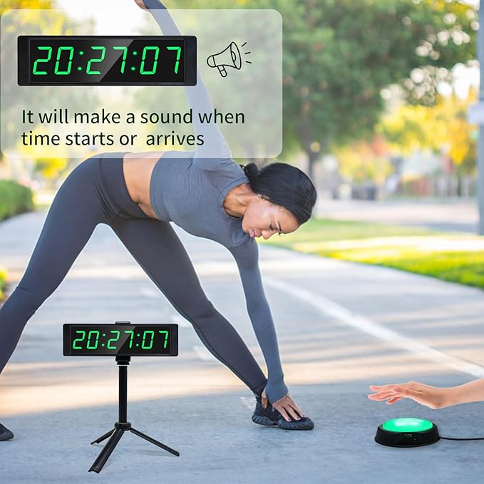 YZ Gym Timer Clock for Home Gym, Fitness Timer with Stopwatch Button, Large Digital Stopwatch Countdown Clock, 12/24H Digital Wall Clock, with Stand