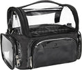 TANTO Clear Makeup Brush Case,Stand-up Makeup Cup Large Cosmetic Organizer Holder Professional Makeup Artist Travel Case with Adjustable Divide&Strap (02-Black（X Large）)