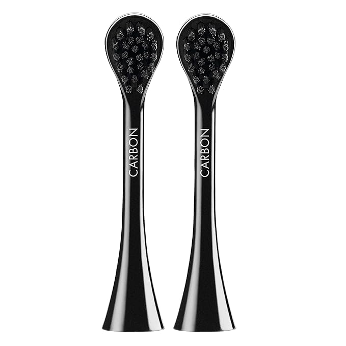 Curaprox Hydrosonic Brush Heads Black is White Carbon Duo – for Effective Plaque Removal & Whitening | Sonic Toothbrush Replacement Heads, 2-Pack | Swiss Made