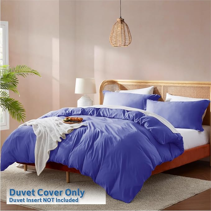 Nestl Royal Blue California King Duvet Cover Sets - Soft Double Brushed Cal King Duvet Cover, 3 Piece, with Button Closure, 1 Duvet Cover 104x98 inches and 2 Pillow Shams