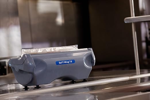 San Jamar Saf-T-Wrap Plastic Wrap and Foil Dispenser for Commercial Kitchens, Bakeries, And Restaurants, Plastic, 18 Inches, Gray