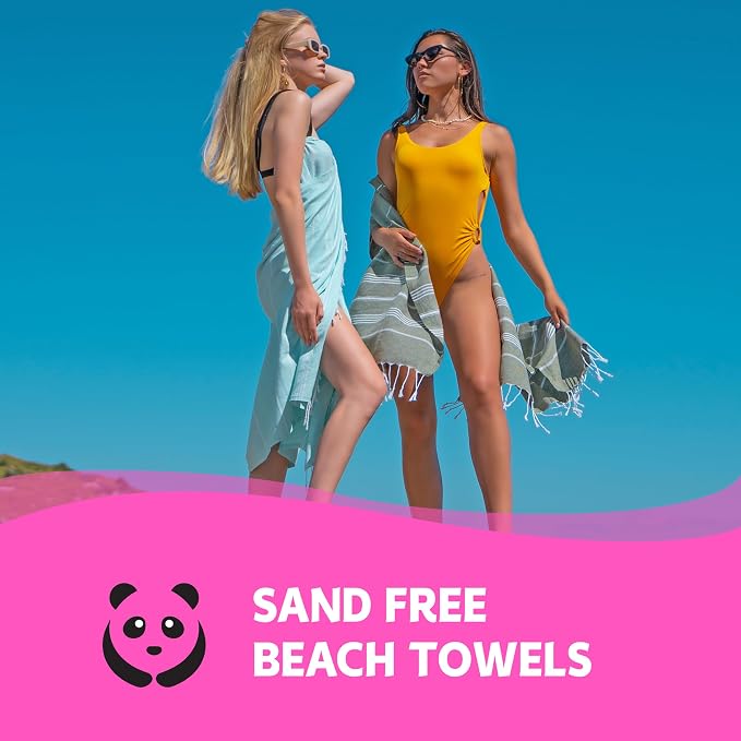 HAVLULAND Turkish Beach Towel Set of 6 Oversized 72x40 100% Turkish Cotton | Soft Hammam Peshtemal, Sand Free, Quick-Dry, Absorbent Bath Towel | Lightweight & Compact for Travel, Pool, Gym, Spa - Summer