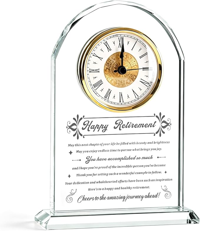 2026 Retirement Gift for men,women, Dad ,Father ,Teacher,mentor,coworker,Colleague Uncle Grandfather Employee mam boss Retired Presents Ideas Glass Clock Ornament Gifts(Battery not Included) (Retirement gifts)