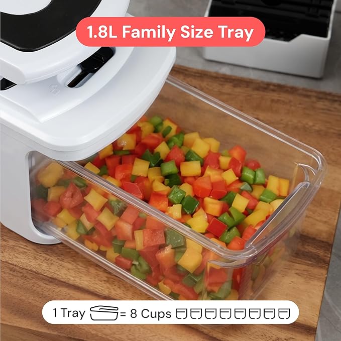 Fullstar XL Vegetable Chopper & Mandoline Slicer – Vegetable, Onion, Potato, Food, Veggie & Fruit Slicer, Dicer & Spiralizer with Pull-Out Catch Tray, Kitchen Gadgets & Gifts (8 in 1, Black/White)