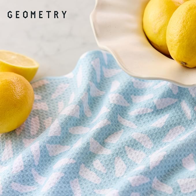 GEOMETRY Kitchen Tea Towels - Quick Dry Microfiber Dish Towels for Kitchen Pretty Petals, 18" x 30" 2 Pack