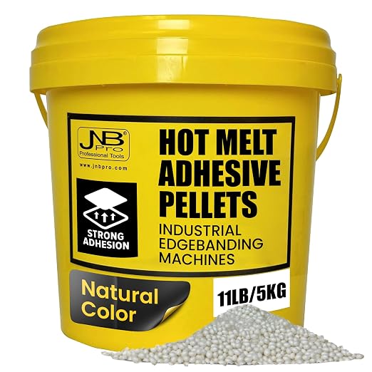 EVA Hot Melt Adhesive for Edge Banding Machine, Edge Band Woodworking Glue Pellets for PVC, ABS, Acrylic, Wood Veneer, Melamin Edgeband etc. (5kg/11lbs, Natural)