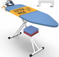 Ironing Board Extra-Wide 57" x 18" Foldable with Wall Hanger | Height adjustable 30" - 36", full-metal frame, scorch & heat-resistant cover, iron rest, anti-slip feet