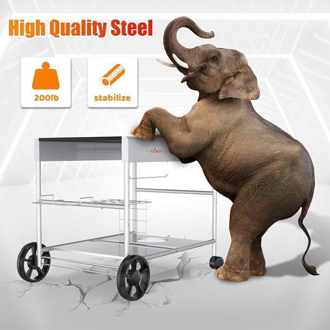 Pizza Oven Table for Ooni, Ninja and Blackstone | Thickened rolling kitchen stand with wider prep space for Koda, Karu, Fyra, griddles and BBQ tools