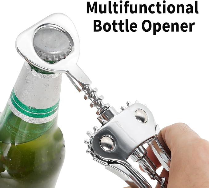 10PCS Wing Corkscrew Wine Opener Bulk,2IN1 Cork Screw Wine Bottle Opener Manual with Beer Bottles Opener Stainless Steel Wine Openers Tool for Wedding Party Favors Groomsmen Waiters Bartenders Servers