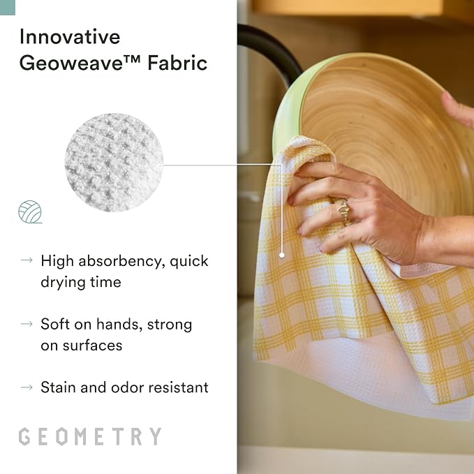 GEOMETRY Tea Towels – Spring & Summer Collection – Quick-Dry, Ultra-Absorbent, Reusable Microfiber Kitchen Towels for Drying & Cleaning - Sunbeam - 2 Pack