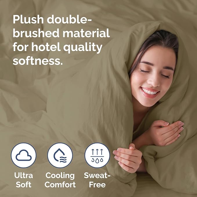 Duvet Cover King Size Set - Extra Soft King Duvet Cover 104" x 90" with 2 Pillow Shams for Women, Men, Kids & Teens - Hotel Luxury, Easy-Care w/ Zipper Closures & Ties - Comfy and Breathable (Khaki)