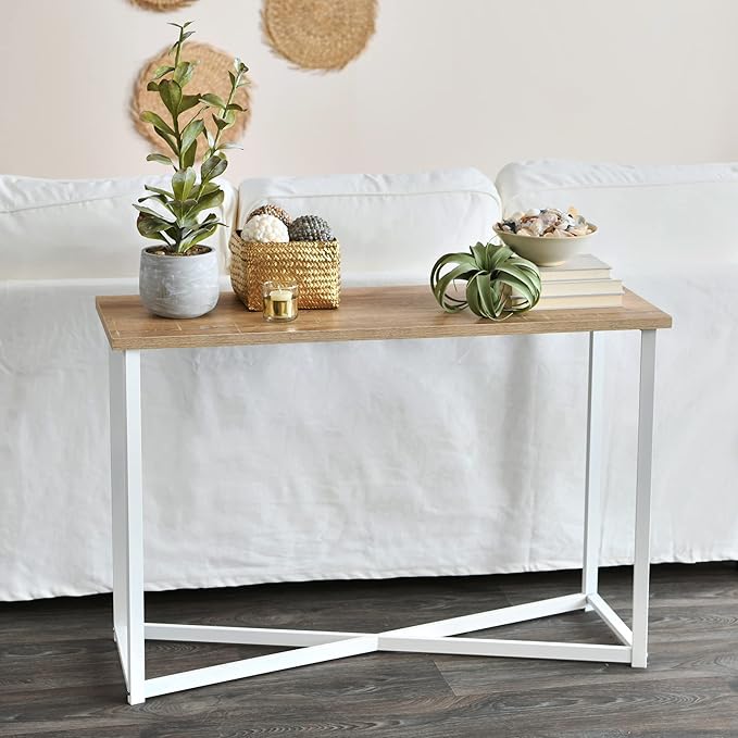 Household Essentials Coastal Oak & Iron Artisan Console Table