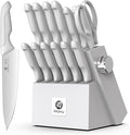 imarku 14-Piece Kitchen Knife Set, Gray Gyutou Knife Sets with Block and Build-in Sharpener, Ultra-Sharp Steak Knives Set of 6, Ergonomic Handle, Dishwasher Safe, New Apartment Essentials