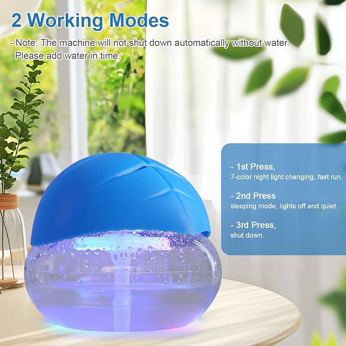 Water-Based Purifier Air Washer, Air Revitalizer & Freshener, Air Fresher with 7 LED Color Changing Light for Rooms (Blue)