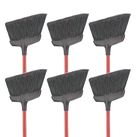Libman Commercial 994 Commercial Angle Broom, Steel Handle, 54" Length, 13" Width, Black/Red (Pack of 6)
