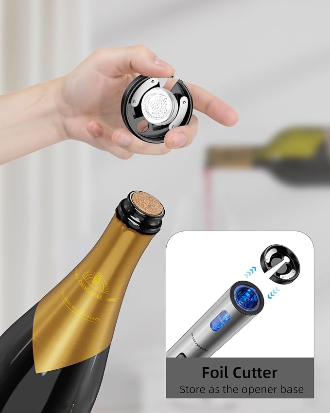 Newise Rechargeable Electric Wine Gift Set: Wine Opener, Aerator, Vacuum Stoppers & Foil Cutter - Wine Lovers Gifts for Women Men - Christmas & White Elephant Gifts