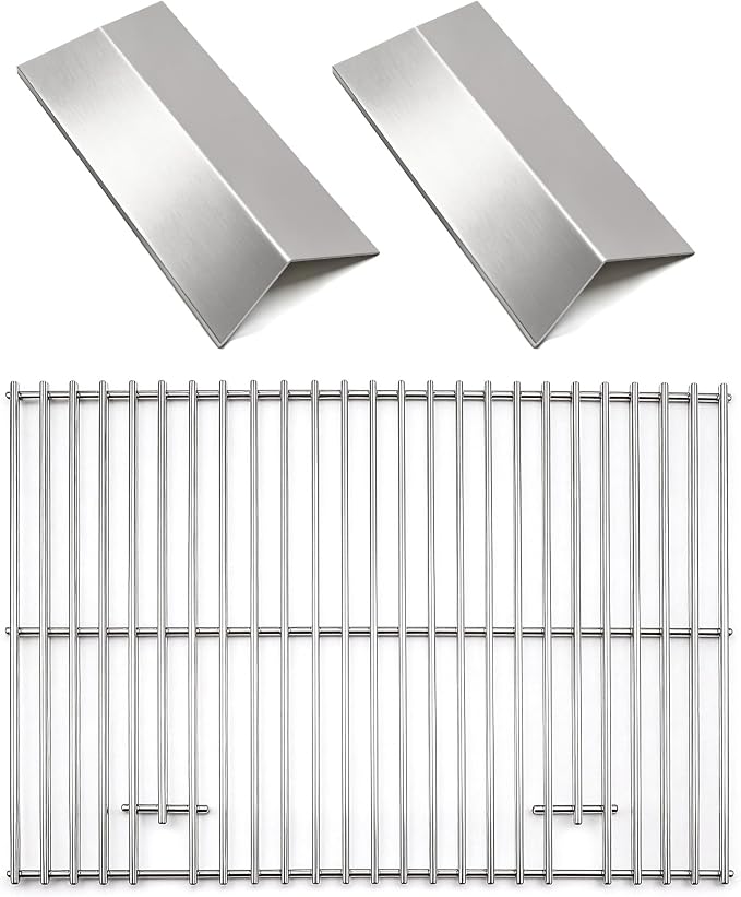 Grill Heat Plate Cooking Grate Replacement Set for Cuisinart CGG-306 | Flame Tamer & Grill Grate Fit for Nexgrill 820-0033 820-0015 820-0007, Megamaster 820-0033M