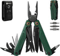 BIBURY Lightweight G10 Handle Multitool Pliers, 25-in-1 EDC Multi Tool with Replaceable Wire Cutters, Scissors, One-Hand Opening Pocket Knife Survival Tools for Camping, Repair,Survival -BI2048G