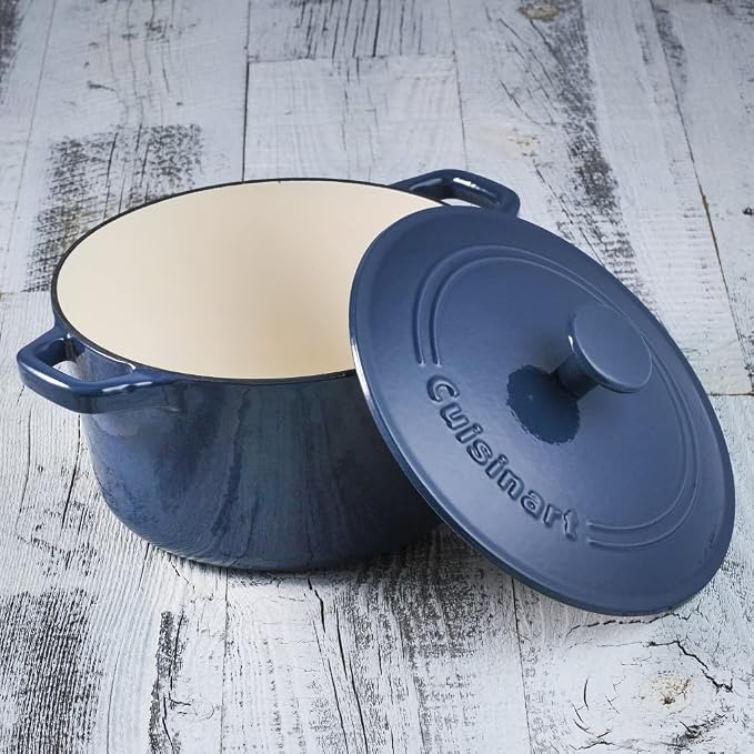 Cuisinart 3 Qt Casserole, Covered, Enameled Provencial Blue