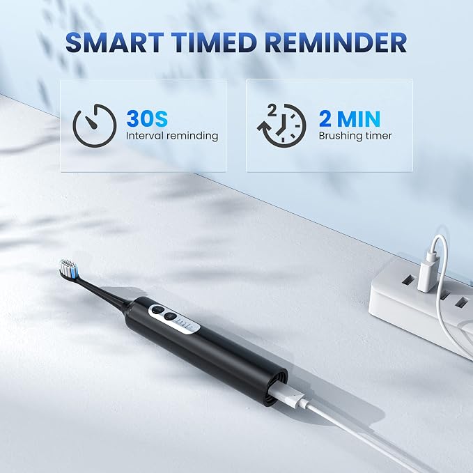 UNINGOPI 2-in-1 Electric Toothbrush with Water Flosser, Brush & Floss Combo | 3 Modes, 3 Brush Heads, Jet Tip, IPX7 Waterproof, Portable Oral Irrigator for Travel, Black