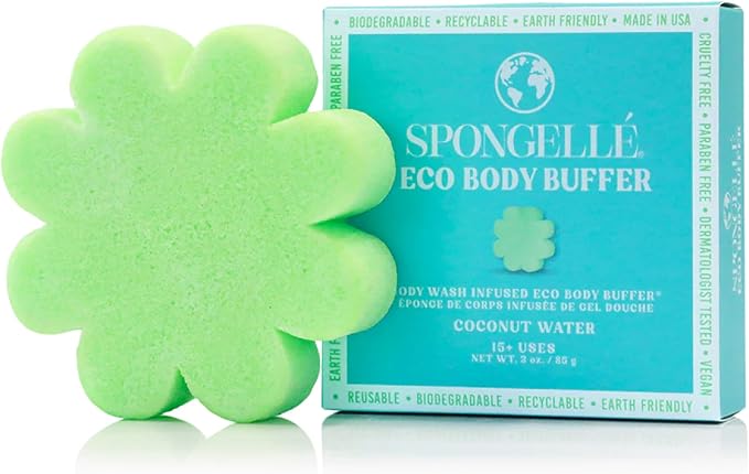 Spongelle Coconut Water Eco Collection Body Buffer Body Scrubber | Bath & Shower Loofah for Men & Women | Biodegradable, Cruelty-Free, Vegan, Dermatologist-Tested, Made in USA | 15+ uses