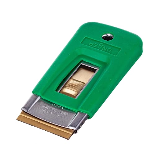 Unger SR040CT Safety Scrapers, Green, 50-Count Pack | Green color-coded for safety; protective blade cover included; ideal for paint & adhesive removal