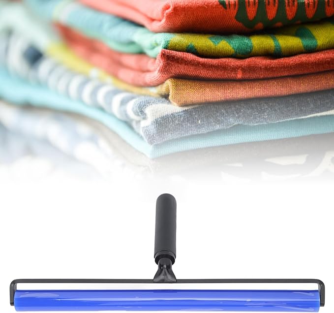 GOWENIC Static Dust Removal Roller, Sticky Blue Silicone Soft Cleaner Roller with Black Handle for Lint Pet Hair Lint Reusable Carpet Fabric (45.7cm / 18in)