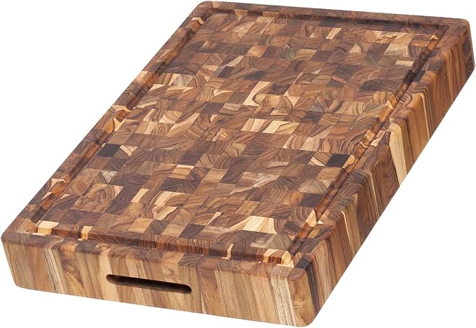 Teakhaus Butcher Block Carving Board - Large Extra Thick Cutting Board with Juice Groove - Holiday Gift Ideas for Men and Women - Gift-Ready End Grain Wood, Knife Friendly - FSC Certified
