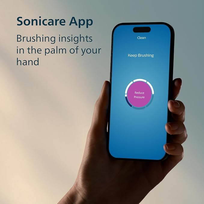 Philips Sonicare 6500 Rechargeable Electric Toothbrush, 2 Brush Head, Black | 1000% More Plaque Removal¹, Visual Pressure Sensor, 9 Brush Settings, App Connected, 21-Day Battery, Travel Case, HX7411/08