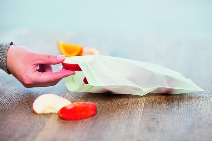BioBag 100% Certified Compostable Resealable Sandwich Bags, 25 Count, Perfect for Lunches, Snacks, and On The Go Green
