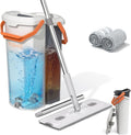 Flat Mop and Bucket Set with Wringer, Hands-Free Floor Mop System | Detachable Stackable Bucket, Hands-Free Wringing, Wet & Dry Microfiber Pads, Wall & Floor Cleaning