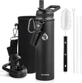 RAYMYLO Insulated Water Bottle 24 oz, Triple Wall Vacuum Stainless Steel (Cold for 24Hrs, Hot for 12Hrs), Leak Proof & Non-BPA, Modern Water Flask Jug with Paracord Handle & Straw Spout Lids