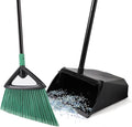 Eyliden Commercial Broom and Dustpan Set, with Long Handle, Comb Teeth Dust Pan Sweep Set for Outdoor Garages Courtyard Sidewalks Decks Indoor Home Kitchen Room Office
