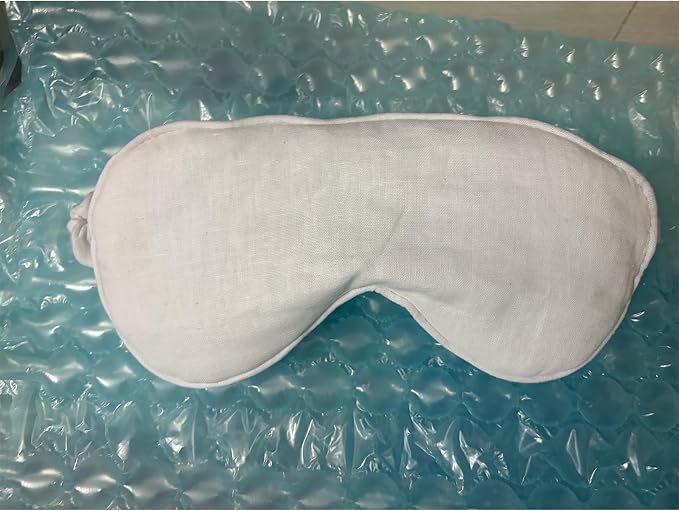 100% Pure Linen Sleep Mask Blackout Eye Mask for Sleeping, Eye Cover with Adjustable Strap - Organic Cotton Core Linen Eyes Mask Breathable for Travel - Gift for Women Men (Bleached Color)