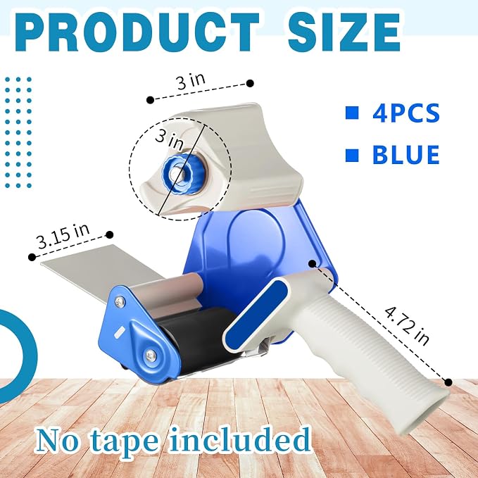 WILLBOND 4 Pack 3 Inch Wide Tape Gun Lightweight Packing Heavy Duty Tape Dispenser Gun for Moving Shipping Box Carton Seal Packing Shipping Dispenser (Blue)