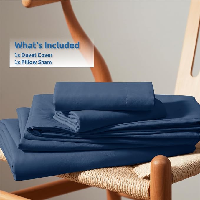 Nestl Twin Duvet Cover Set - Soft Double Brushed Navy Blue Duvet Cover Twin/Twin XL, 2 Piece, with Button Closure, 1 Duvet Cover 68x90 inches and 1 Pillow Sham