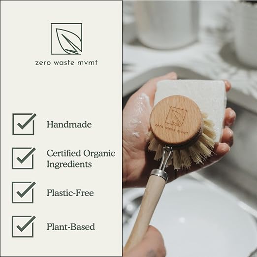 Solid Dish Soap Bar | Bergamot + Lime | Natural, Zero Waste Soap | Plastic-Free Dish Soap Block | USDA Certified Organic Ingredients | Vegan-Friendly Dish Soap, 5.5 oz.