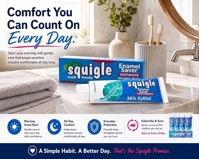 Squigle Enamel Saver Toothpaste (Canker Sore Prevention & Treatment) Prevents Cavities, Perioral Dermatitis, Bad Breath, Chapped Lips - 4 Pack