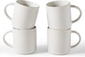 famiware Coffee Mug Set for 4, Star 16 oz Catering Mugs Cup Set with Handle for Coffee, Tea, Cocoa, Milk - Ceramic Stoneware Drinkware Set, Matte White
