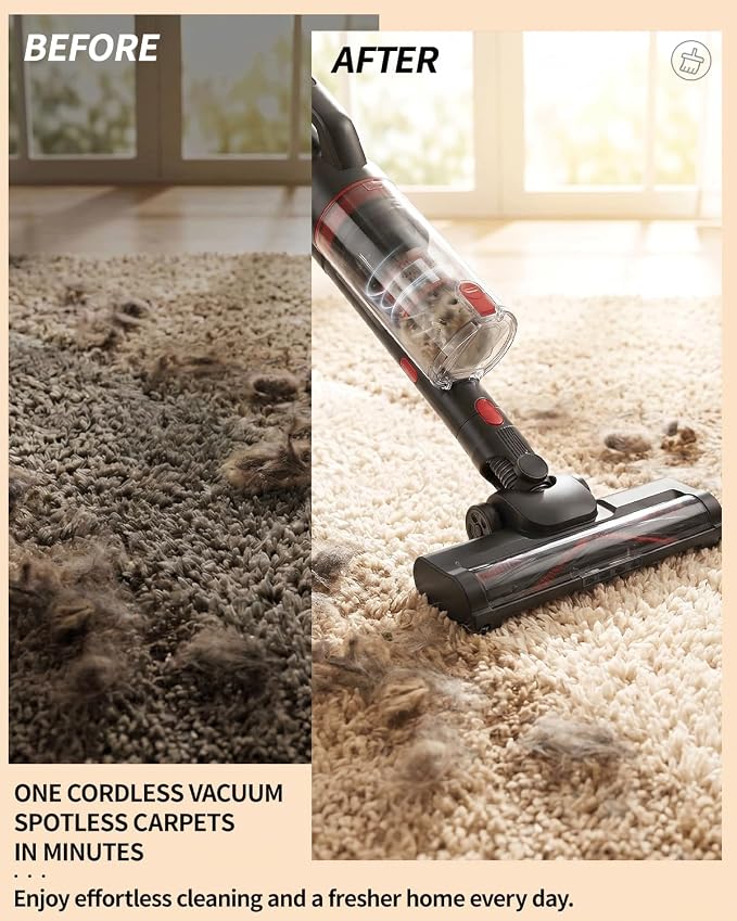 Pet Cordless Stick Vacuum Cleaner, 1L Dust Cup | LED Headlights, Removable Handheld Vac, Crevice Tool | Portable Vacuum for Pet Hair | Carpet & Hard Floors | 50-Min Runtime