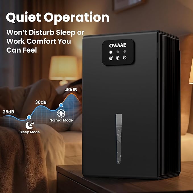 Dehumidifier, 1000 sq.ft Quiet Dehumidifiers for Home Bedroom Basement Bathroom with 95oz Water Tank, Sleep Mode, Auto Shut-Off 7 Colors LED Light, Grey