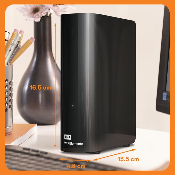 Western Digital WD 24TB Elements Desktop External Hard Drive for Plug-and-Play Storage, USB 3.2 Gen1 - WDBWLG0240HBK-NESN | 24TB storage with USB 3.2 Gen 1 and AC adapter for backup, storage and archiving