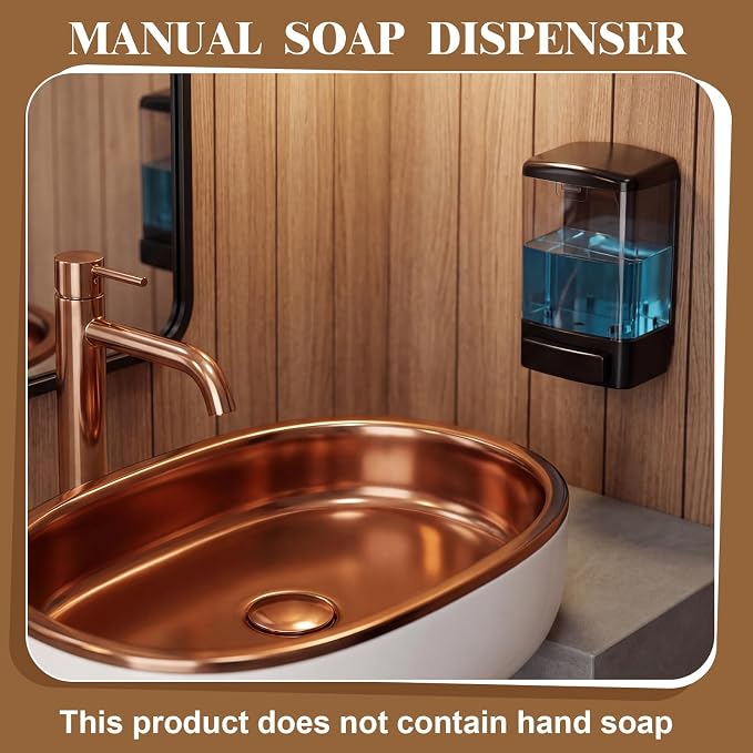 Hushee 4 Pcs Plastic Wall Mounted Soap Dispenser Commercial Manual Soap Containers Wall Dispenser for Kitchen Shower Hotel Liquid Shampoo Gel Chamber (33.8 oz 1000 ml,All Black)